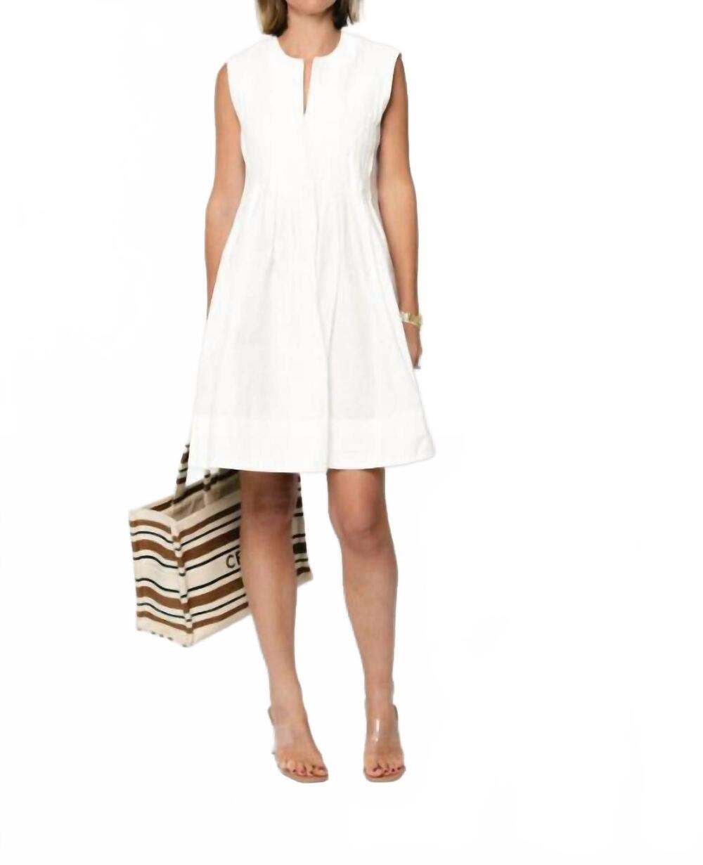 NEW SUNCOO conely pleated sleeveless mini dress in white